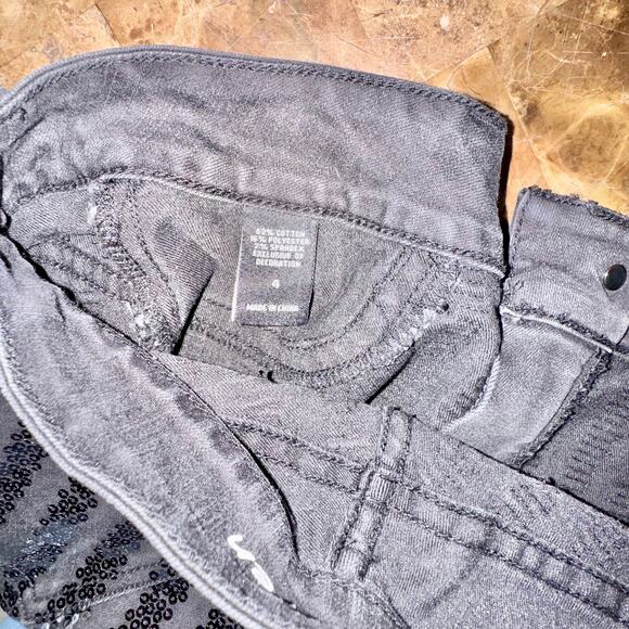 Victoria's Secret Siren Women's Black Sequin Skinny Jeans Size 4 - Picture 3 of 11